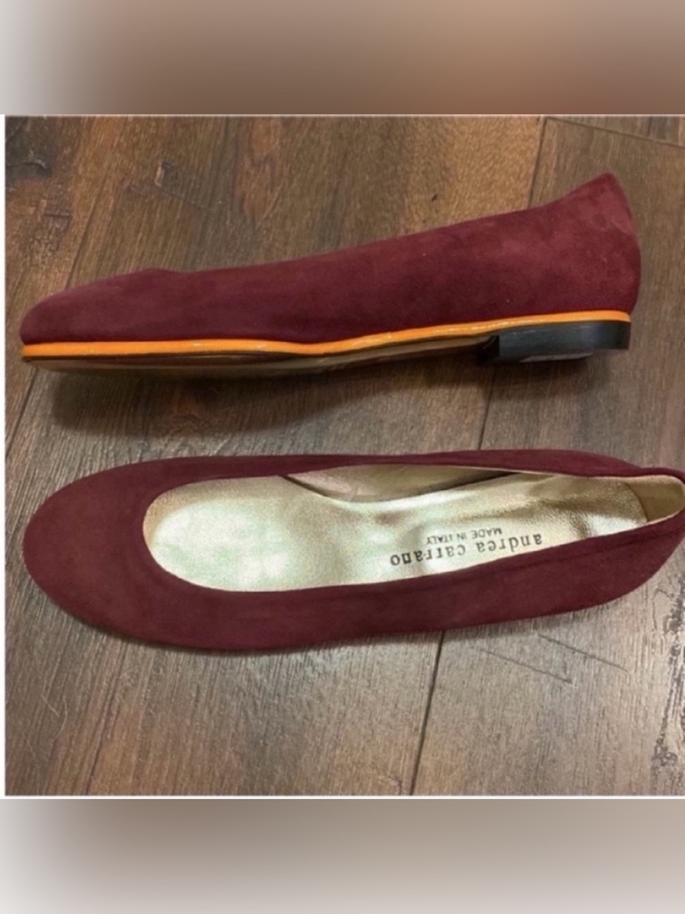 Andrea Carrano Handmade Italian Shoes Baby Ballet Flats Red Suede size 8.5